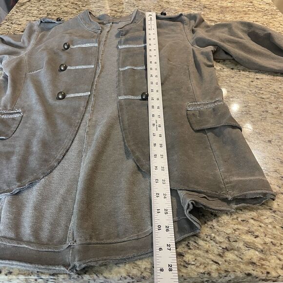 Military Napoleon Style Gray Faded Women Medium Soft Cotton Jacket - Picture 8 of 8